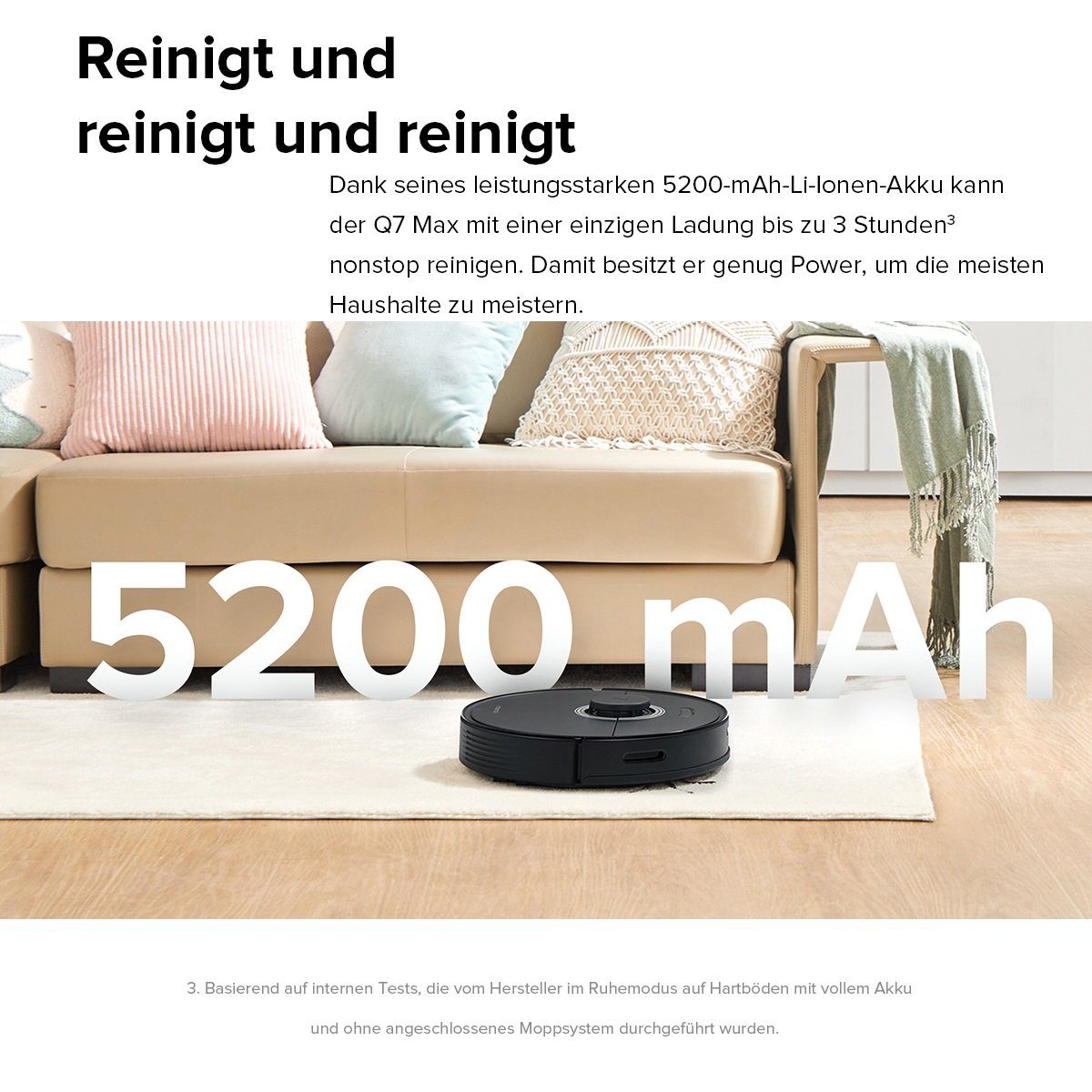 Roborock Saugroboter Q7 Max, 58,00 W, 4200Pa, 4 Karten Speichern, Teppichboden reinigen, Roboter Staubsauger, 3D-Map, Kindersicherung, App-Steuerung (VS Roborock S7, S5 Max)
