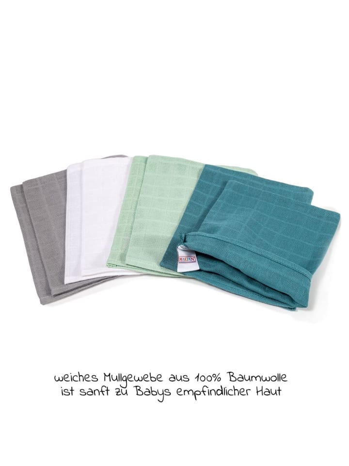 Makian Mull-Waschhandschuh 8er Pack 15 x 20 cm - Patina / in gruen,grau günstig kaufen onesize