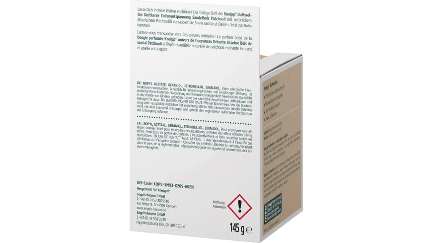 Kneipp Duftwelten Tiefen-Entspannung Sandelholz Patchouli Duftkerze 145 g