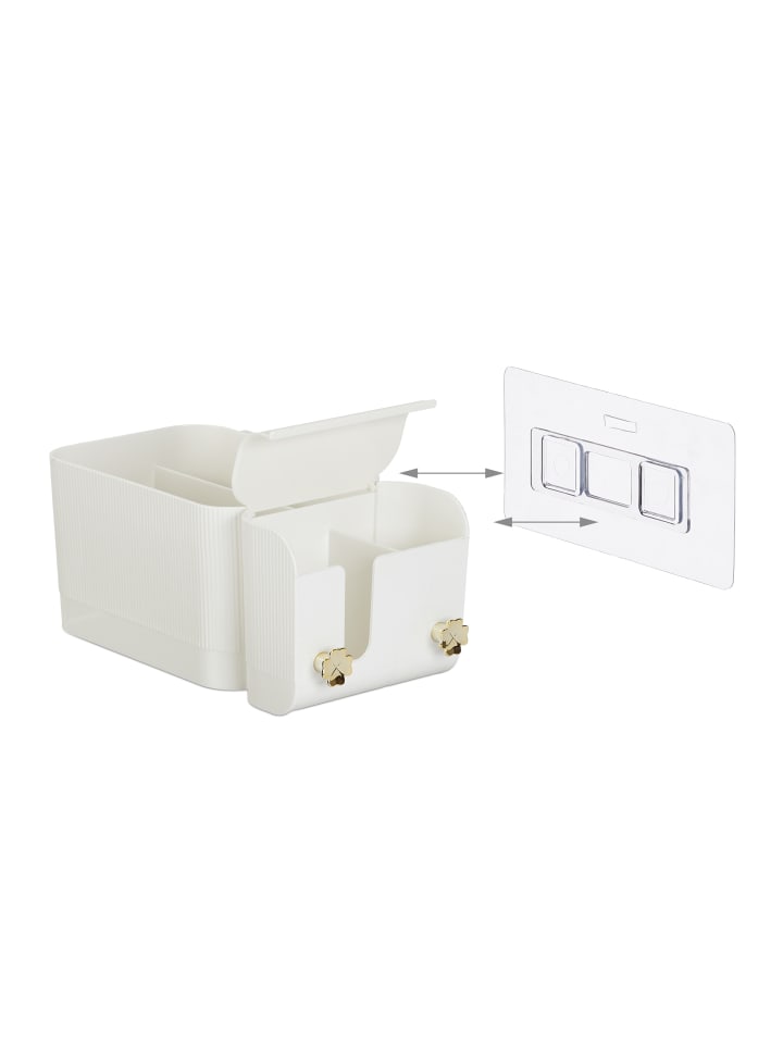relaxdays Kosmetik Organizer in Weiß/ Gold - (B)24 x (H)10 x (T)12,5 cm günstig kaufen onesize