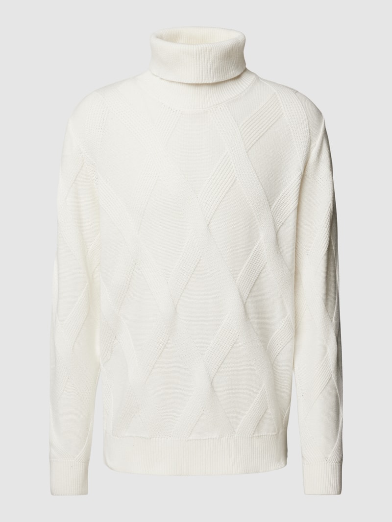 Strickpullover mit Rollkragen in offwhite