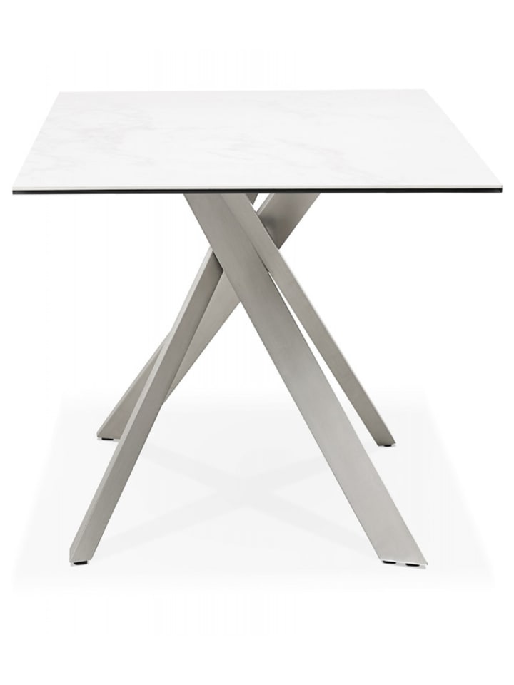 KADIMA DESIGN Esstisch Weiß Grau aus Metall und Glas | Industrieller Stil in Weiß-Grau günstig kaufen onesize