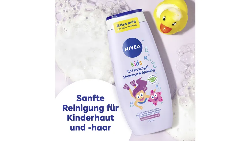 NIVEA kids 3in1 Duschgel Shampoo & Spülung Bezaubernder Beerenduft 250 ml