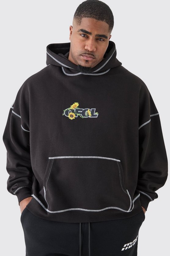 Plus kastiger Oversize Hoodie mit Print
