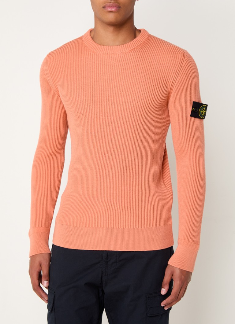 Stone Island 553C2 Rib Knit Razor Wool Logo Sweater
