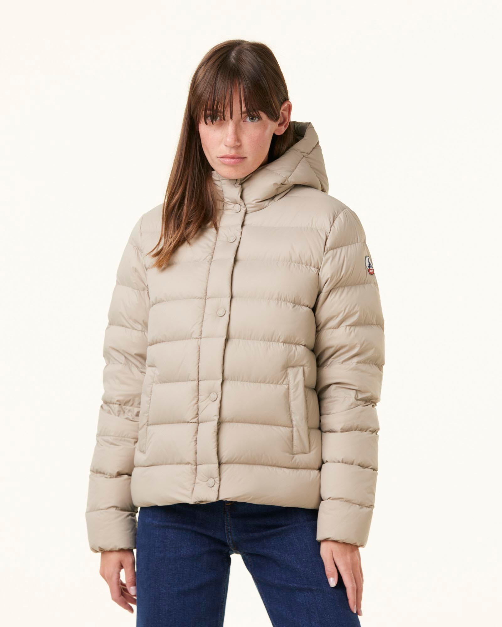 Doudoune droite à capuche Beige Jane