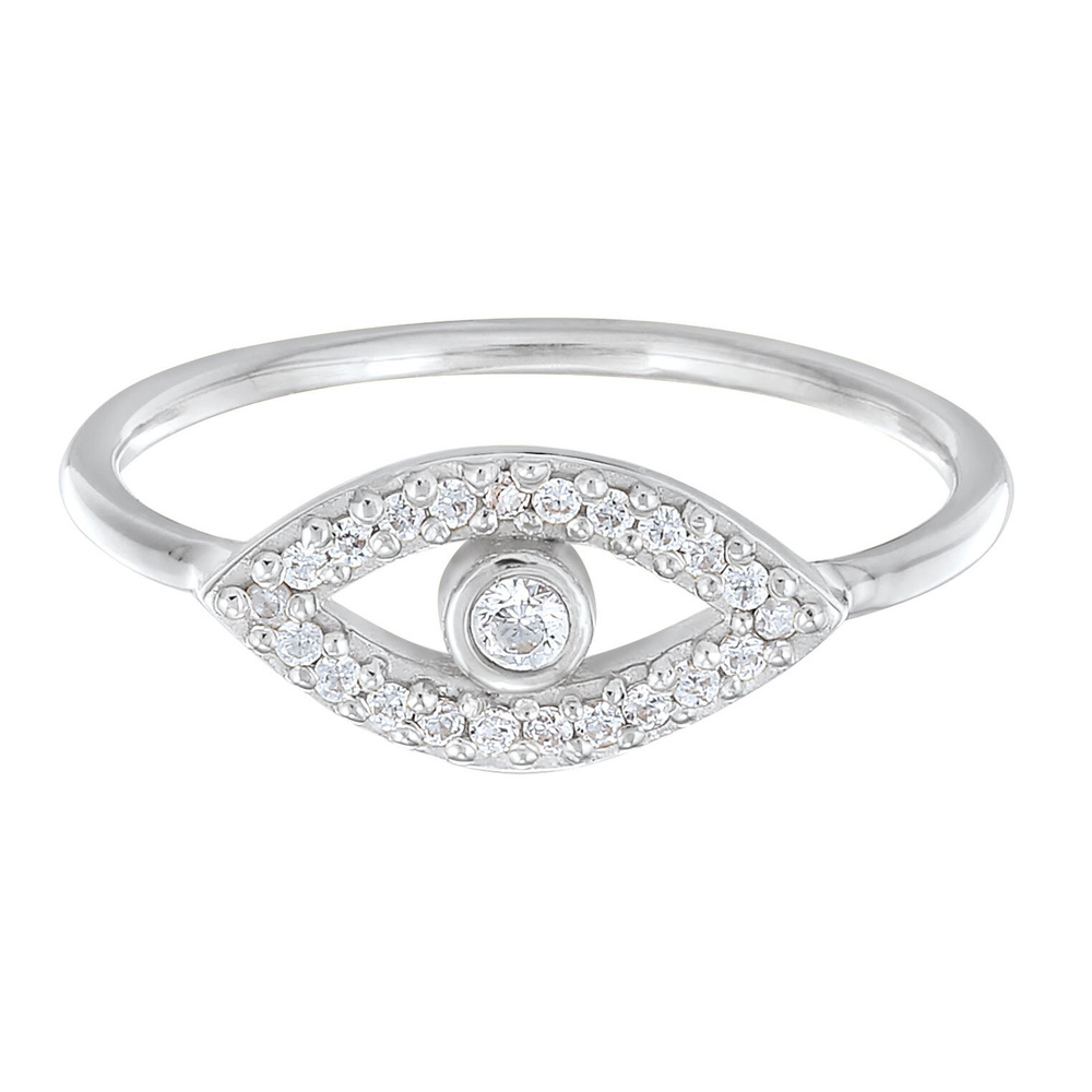 Elli Elli Bague Femmes symbole Evil Eye étincelant avec cristaux de zirconium en argen Bague