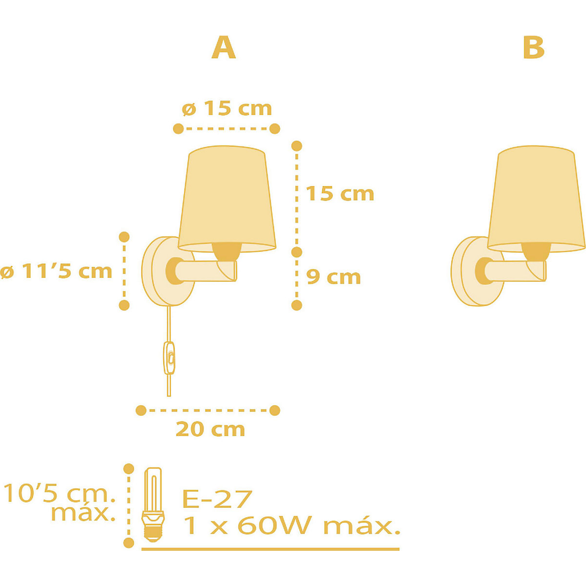 Wandleuchte Star Light, yellow