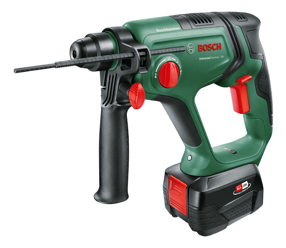 Bosch Green 06039D6004 Universalhammer 18V Akku-Bohrhammer mit 1x 4,0 Ah Akku und Ladegerät AL 1830 CV im Koffer
