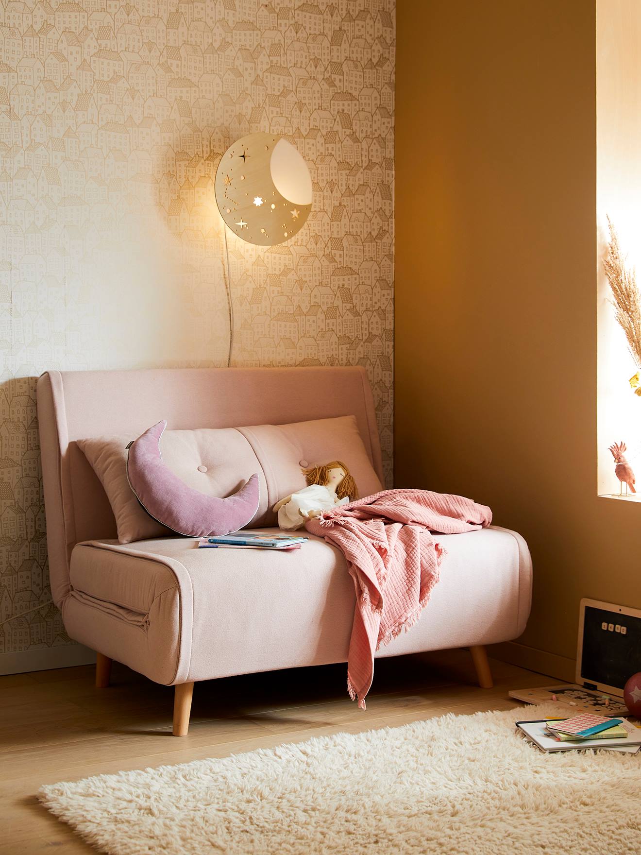 Vertbaudet Kinderzimmer Schlafsessel LOUNGEFEELING - graugrün