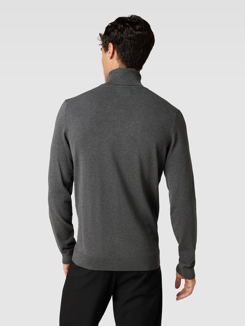 Strickpullover mit Rollkragen in dunkelgrau meliert