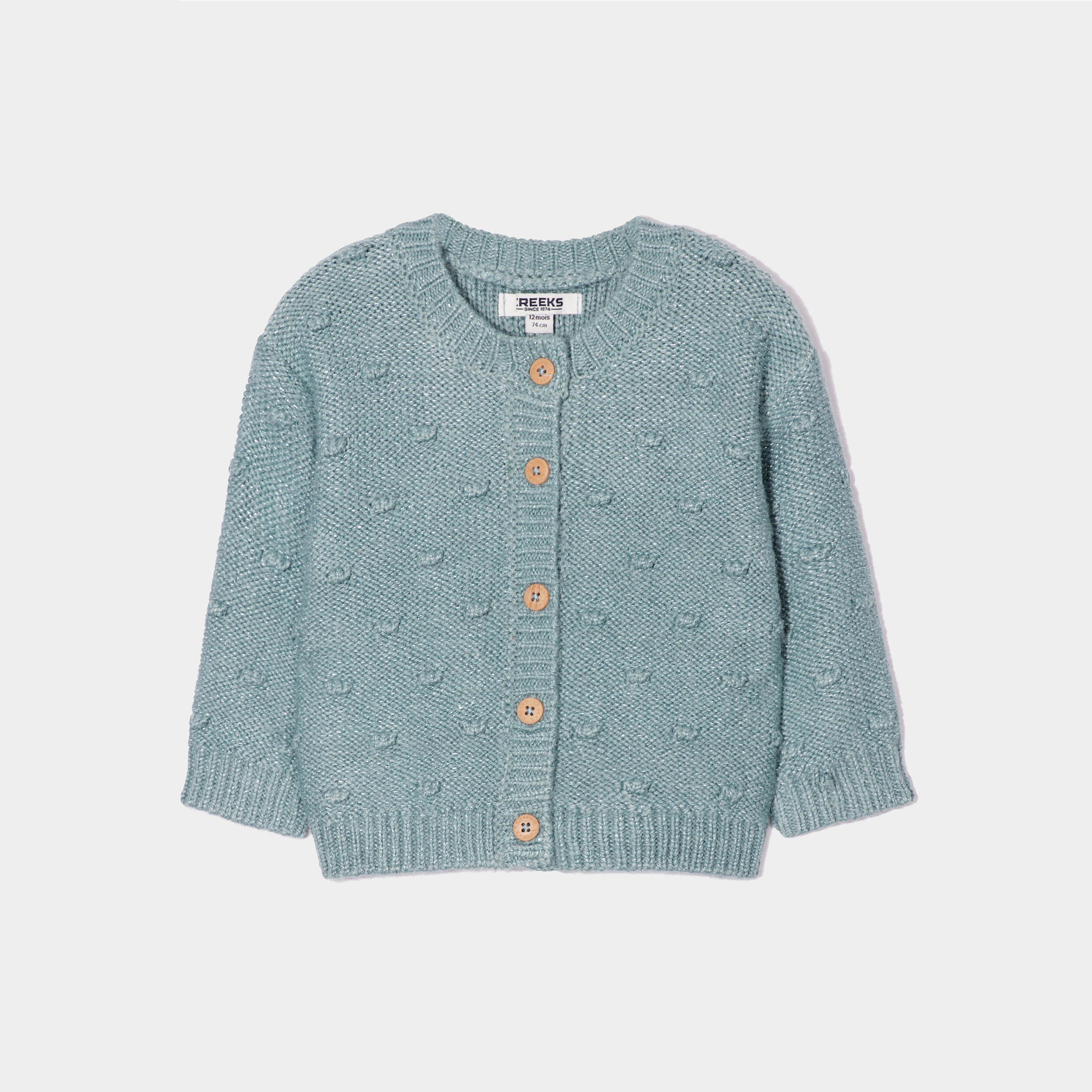 Gilet boutonné col rond Creeks bleu gris bébé fille | La Halle