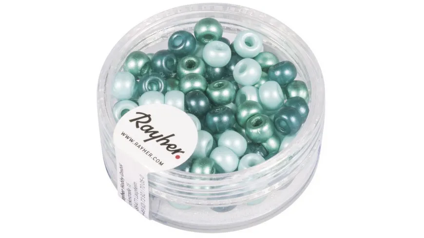 rayher Rocailles-Mix mit Großloch 5,5mm ø Mintgrün