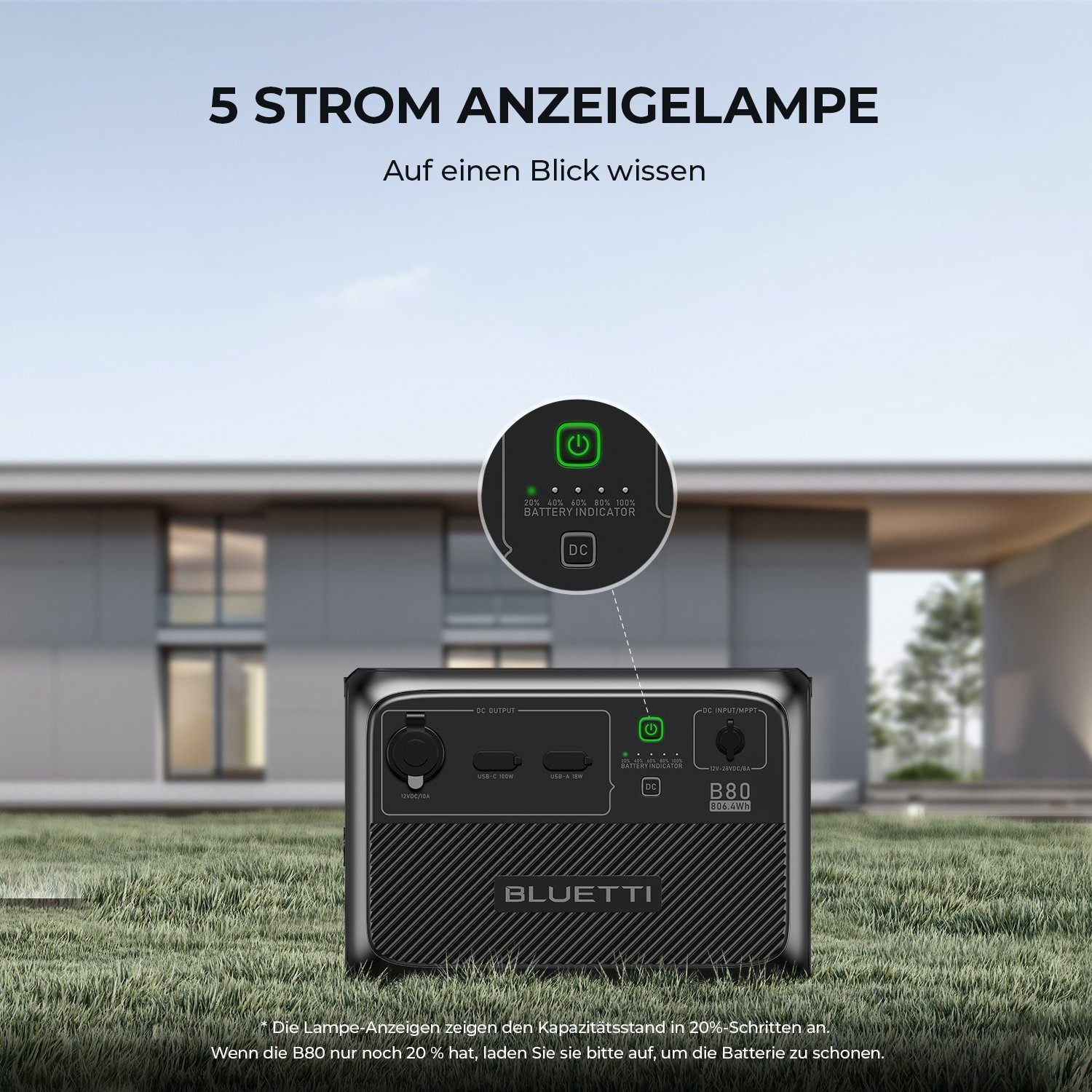 BLUETTI Stromerzeuger EB55 Solar Generator mit B80 Solar Batterie, (2 700W AC Ausgängen, 700W/1343Wh LiFePO4 Batterie-Backup), für Reise, Camping, Stromausfall