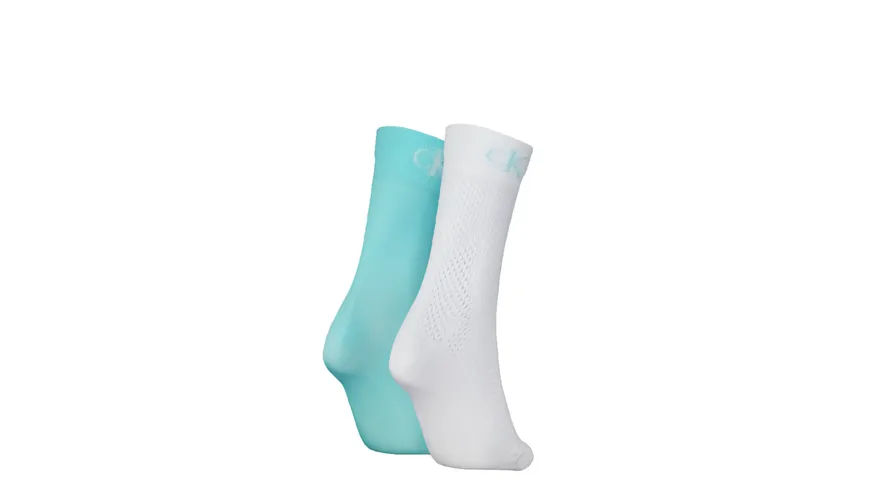 Calvin Klein Jeans Damen Socken Modern Mesh 2er Pack white/light turquoise