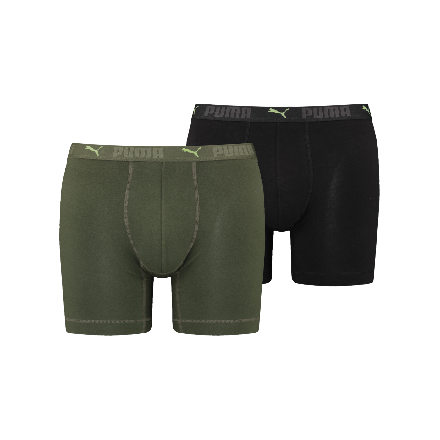 PUMA Sport Long Boxer 2er Pack Grün Schwarz F007
