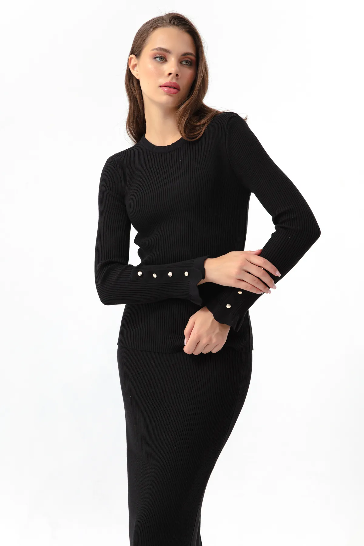 Lafaba  Damen-Strickset aus schwarzem Cord