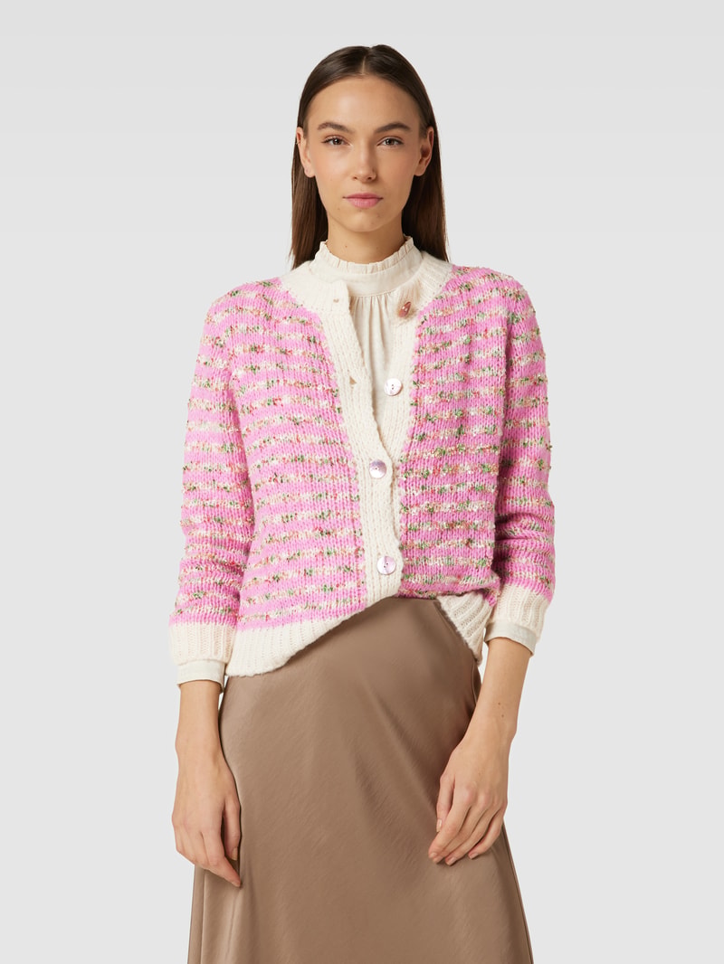 Strickjacke mit Streifenmuster in pink