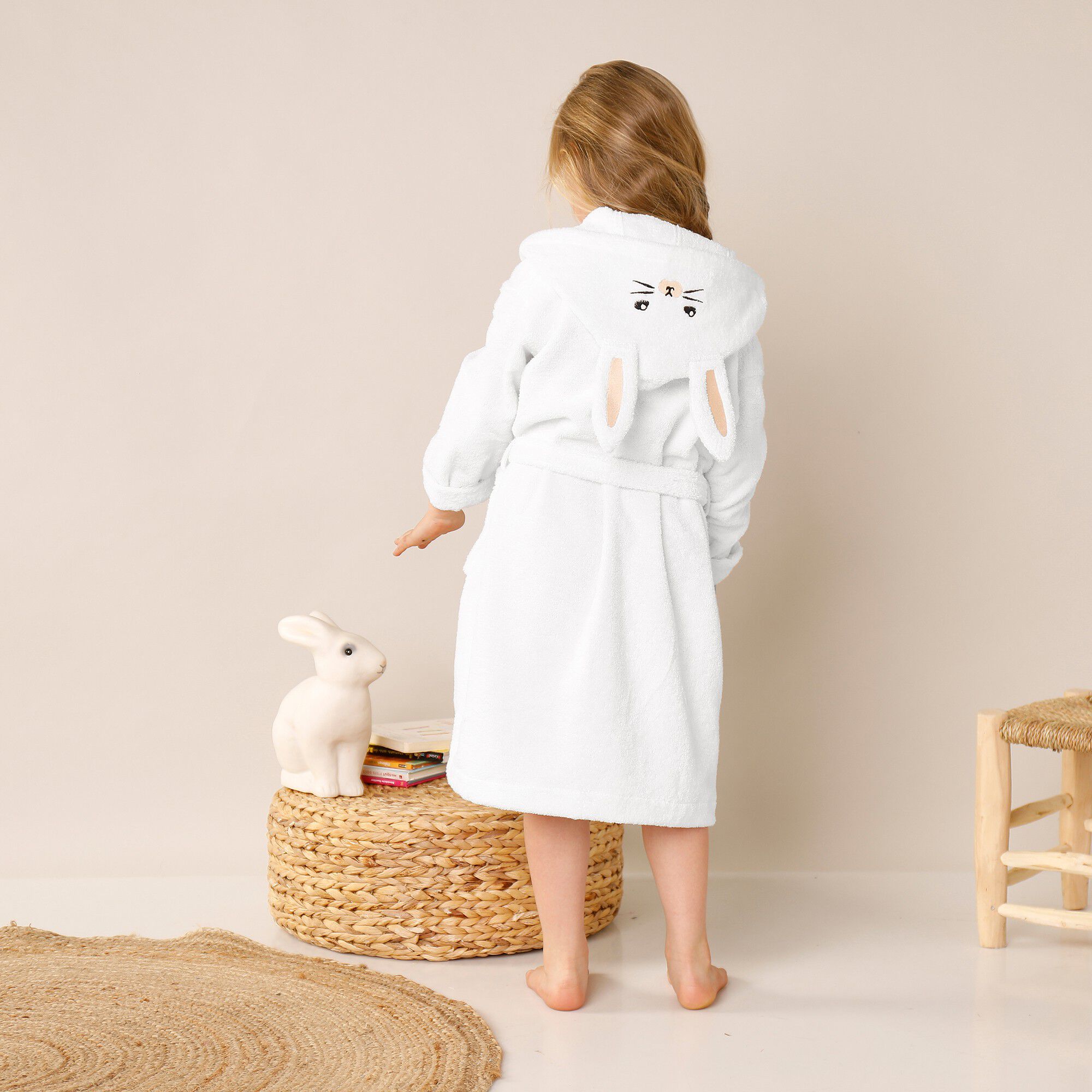 Peignoir de bain enfant personnalisable lapin à capuche
