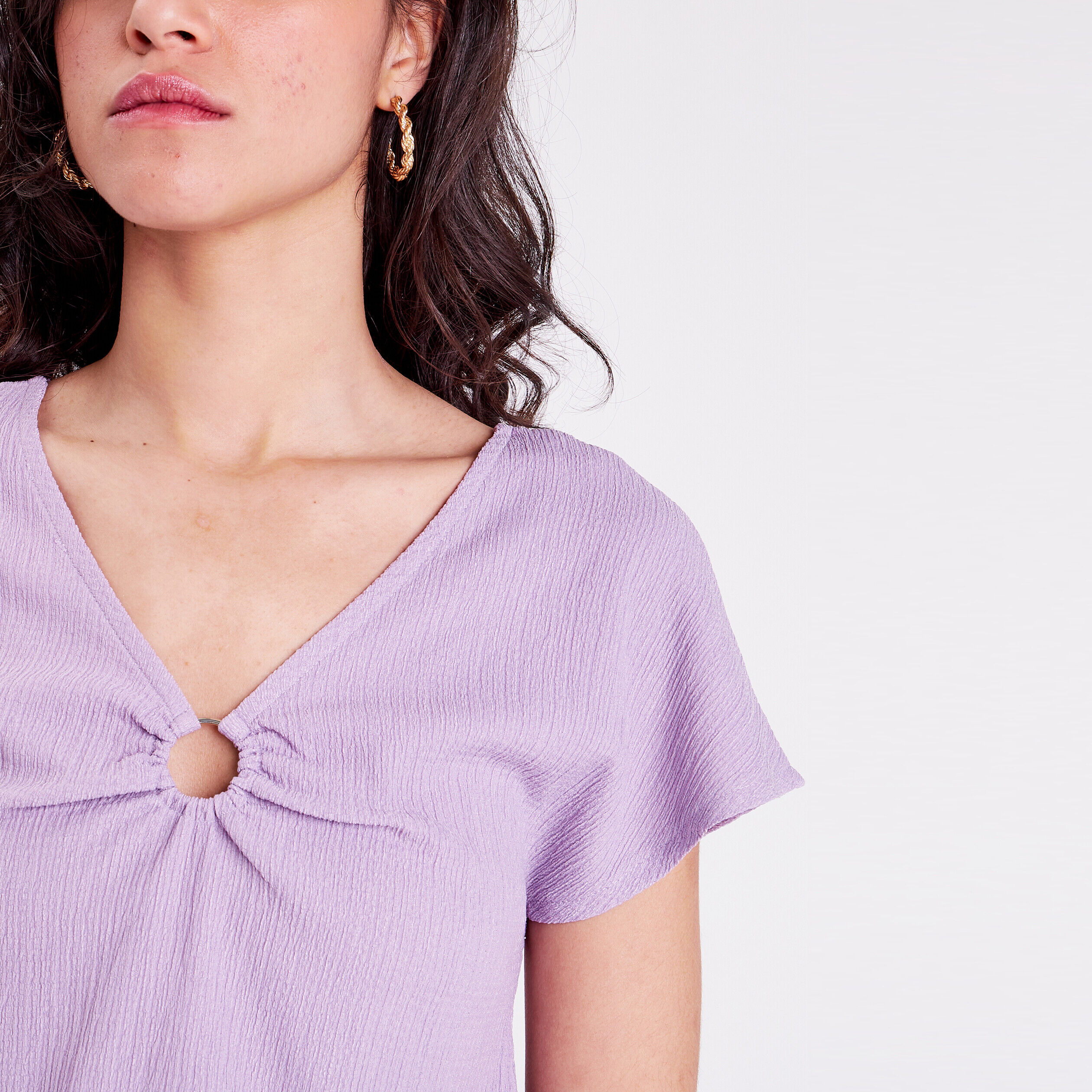 T-shirt à manches courtes mauve femme | Cache Cache