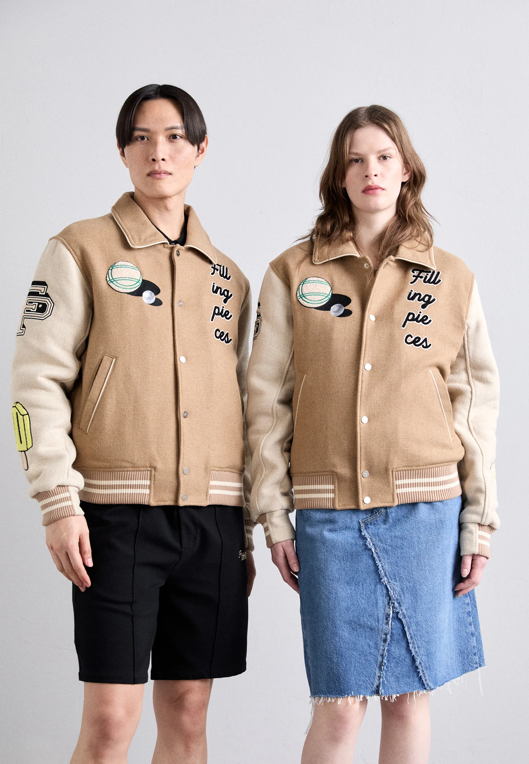 Relleno de piezas CHAQUETA UNIVERSITARIA PETANCA UNISEX - Chaqueta bomber