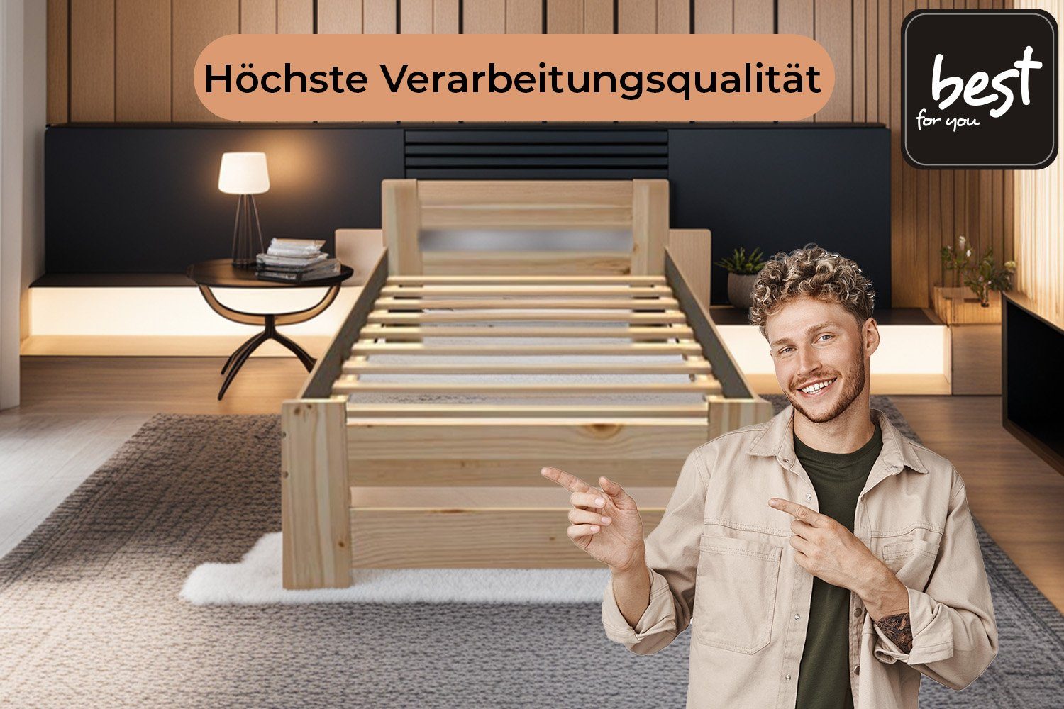 Best for You Massivholzbett, Ohne Matratze