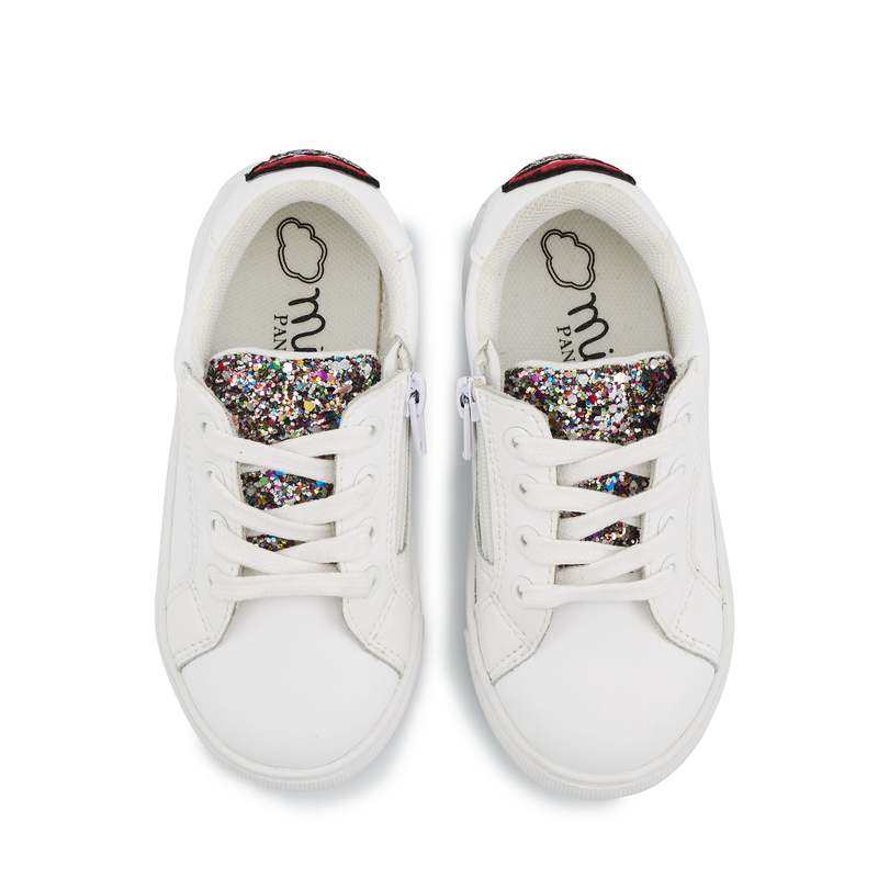 Baskets en cuir Mini Simone glitter tongue