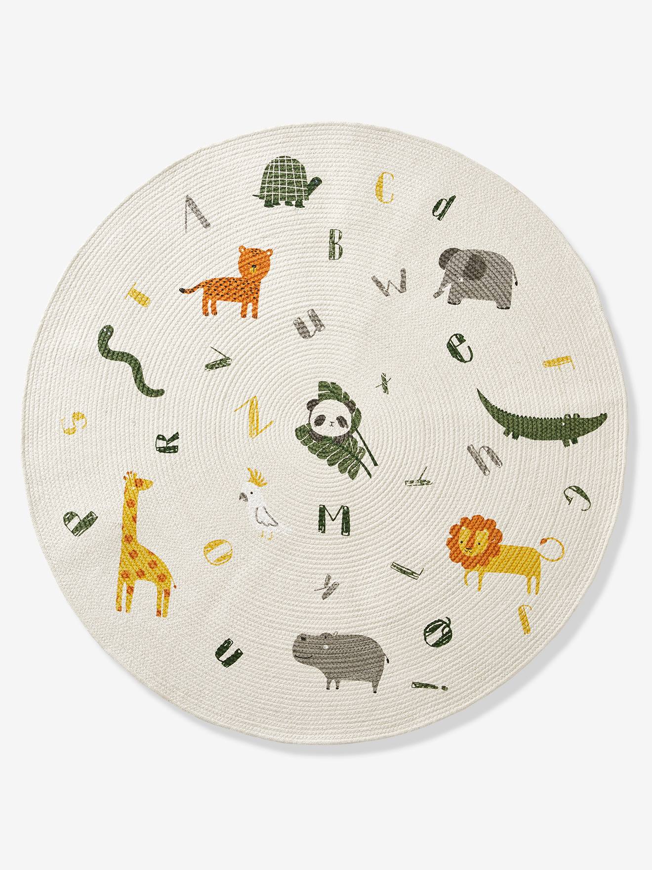 Tapis rond Abécédaire Hanoï écru