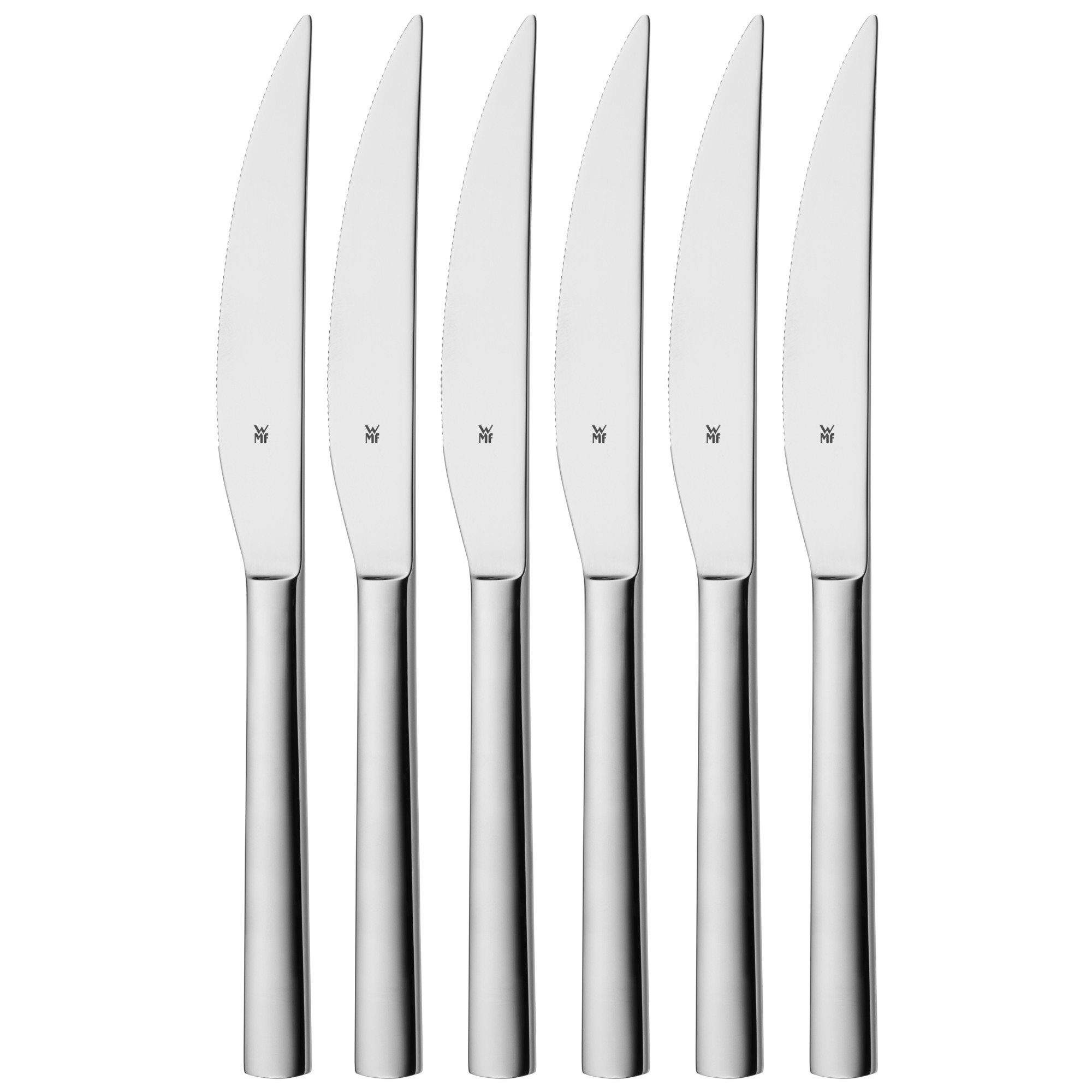 WMF Steakmesser Nuova (6 Stück), solide Monobloc Steakmesser