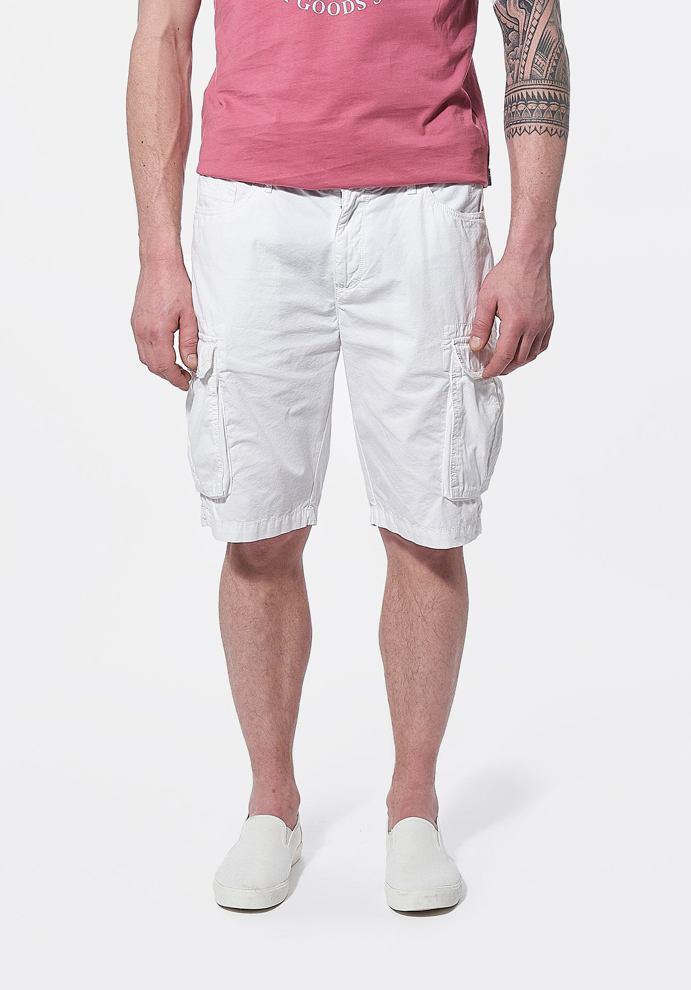 NIMES  Bermuda cargo blanc Homme en 100% coton
