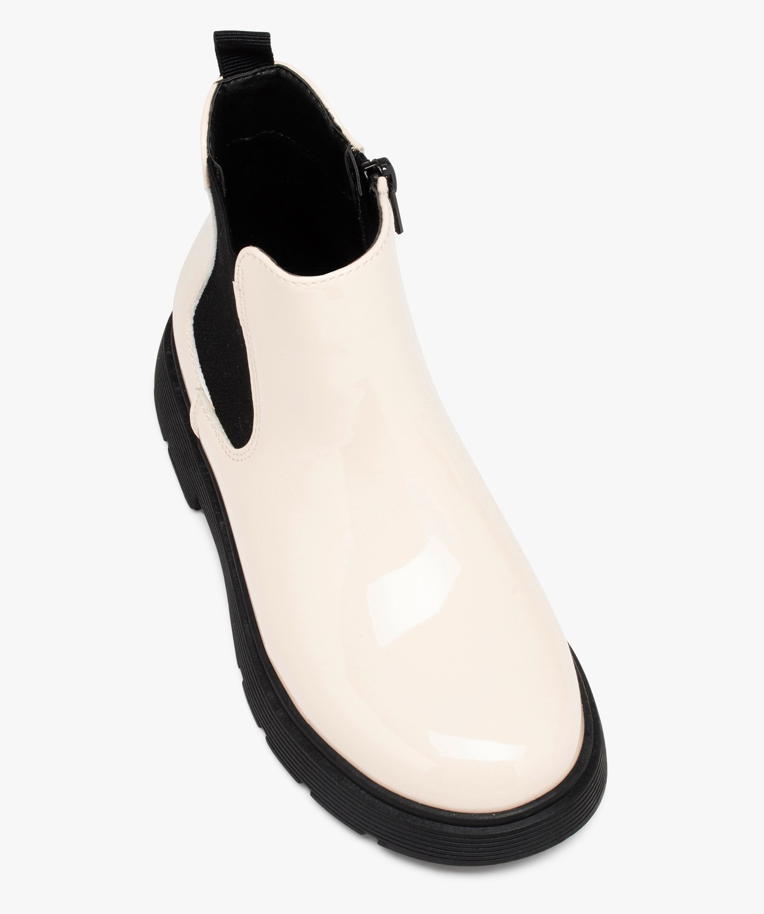 Boots fille unies dessus vernis à semelle crantée beige | GEMO