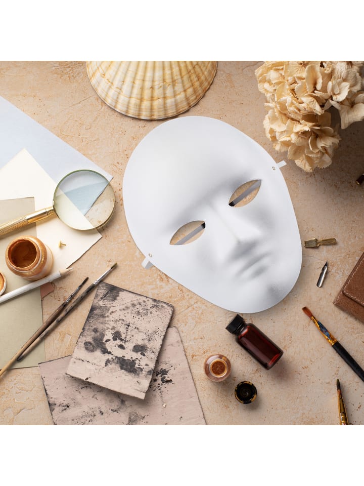 relaxdays 200x Maske Basteln in Weiß - (B)18,5 x (H)24 x (T)8 cm günstig kaufen onesize