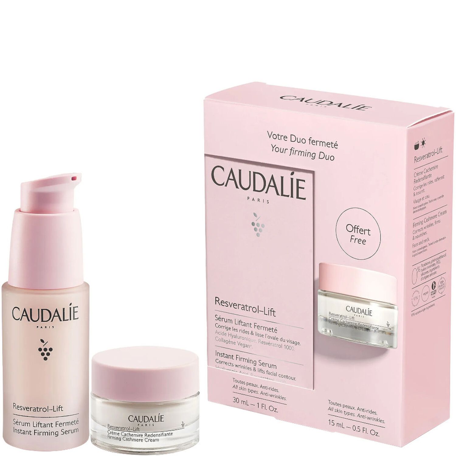 Caudalie Resveratrol-Lift Duo Fermeté - Sérum Liftant 30 ml + Crème Redensifiante 15 ml
