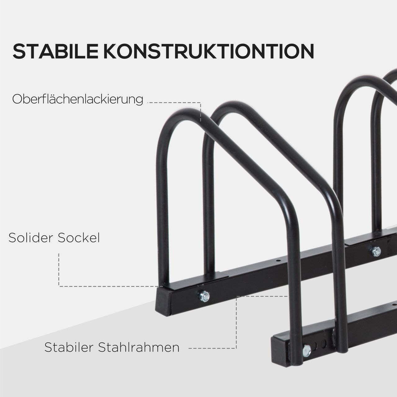 HOMCOM Fahrradständer Radständer Mehrfachständer Aufstellständer Fahrrad Ständer wetterfest langlebig Boden- und Wandmontage Stahl bis 4 Fahrräder Schwarz 110 x 33 x 27 cm