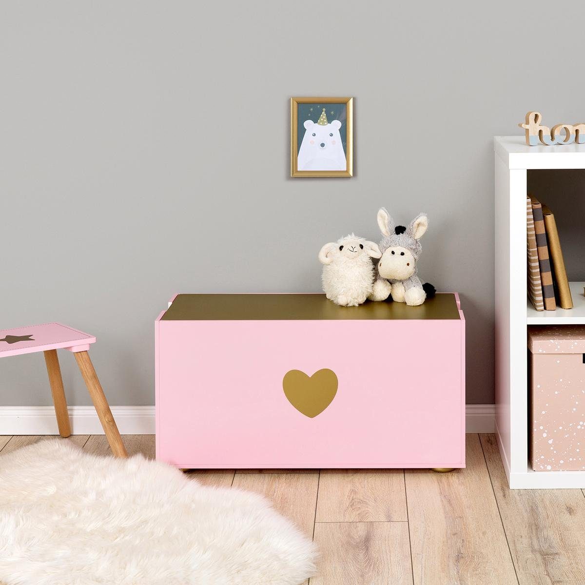 MUSTERKIND® Truhe Tilia, rosé/gold, mit Kreidetafel