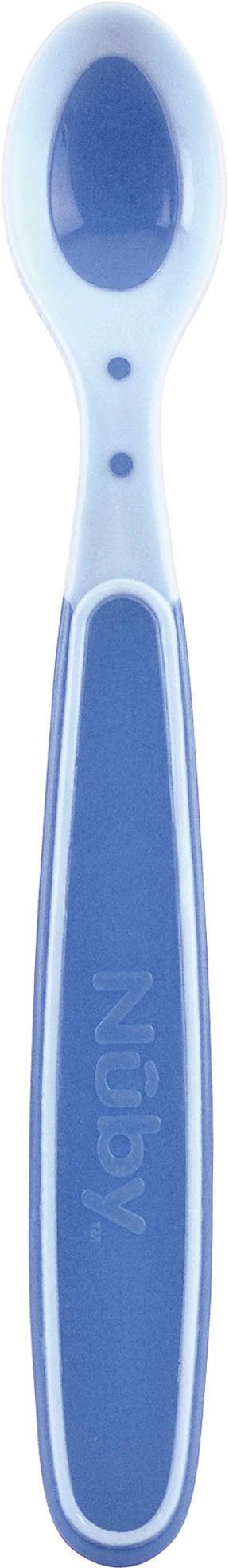 Nuby Kinderlöffel Breilöffel Soft Flex, 3er Set, blau (3 Stück), mit Wärmesensor