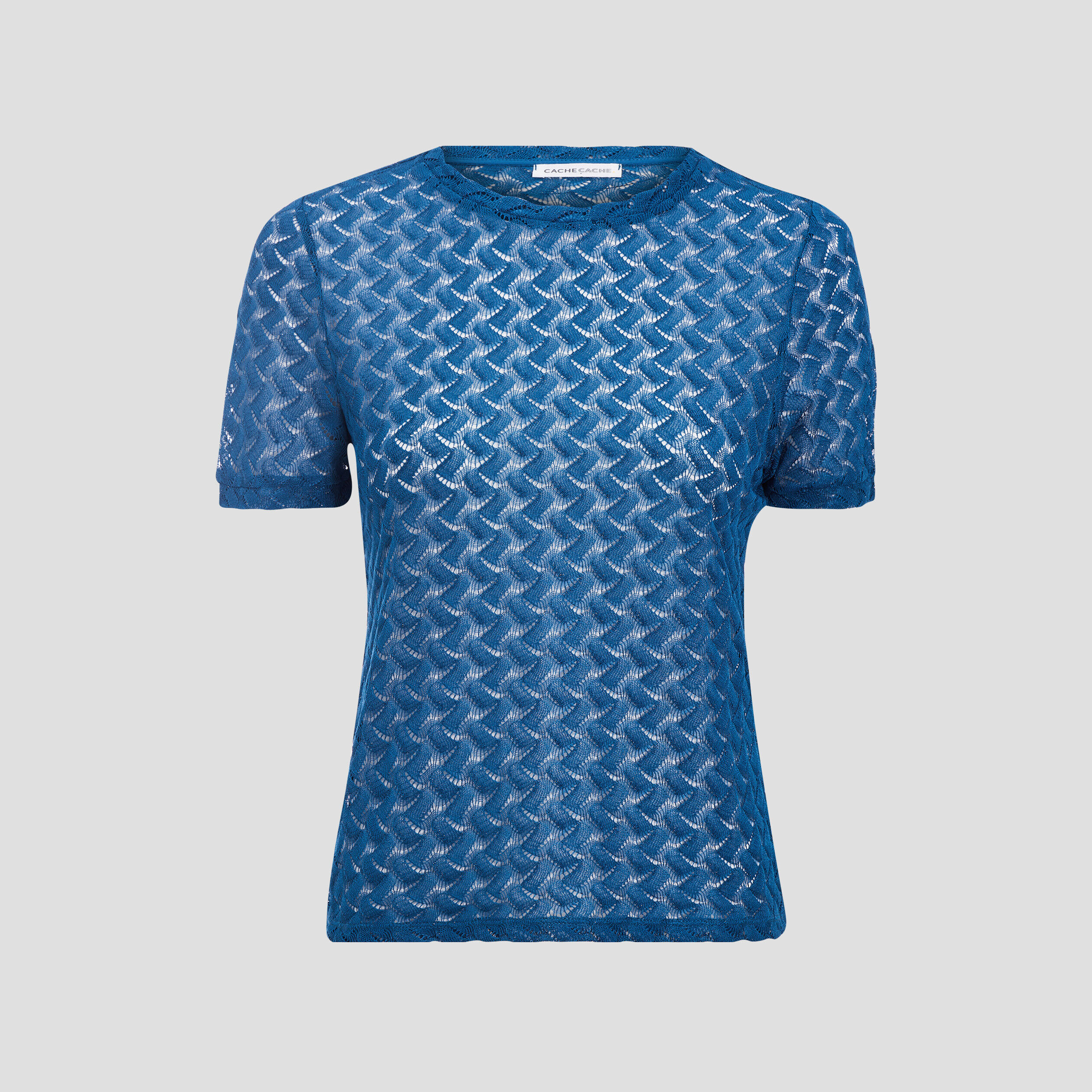 T-shirt avec manches courtes bleu canard femme | Cache Cache