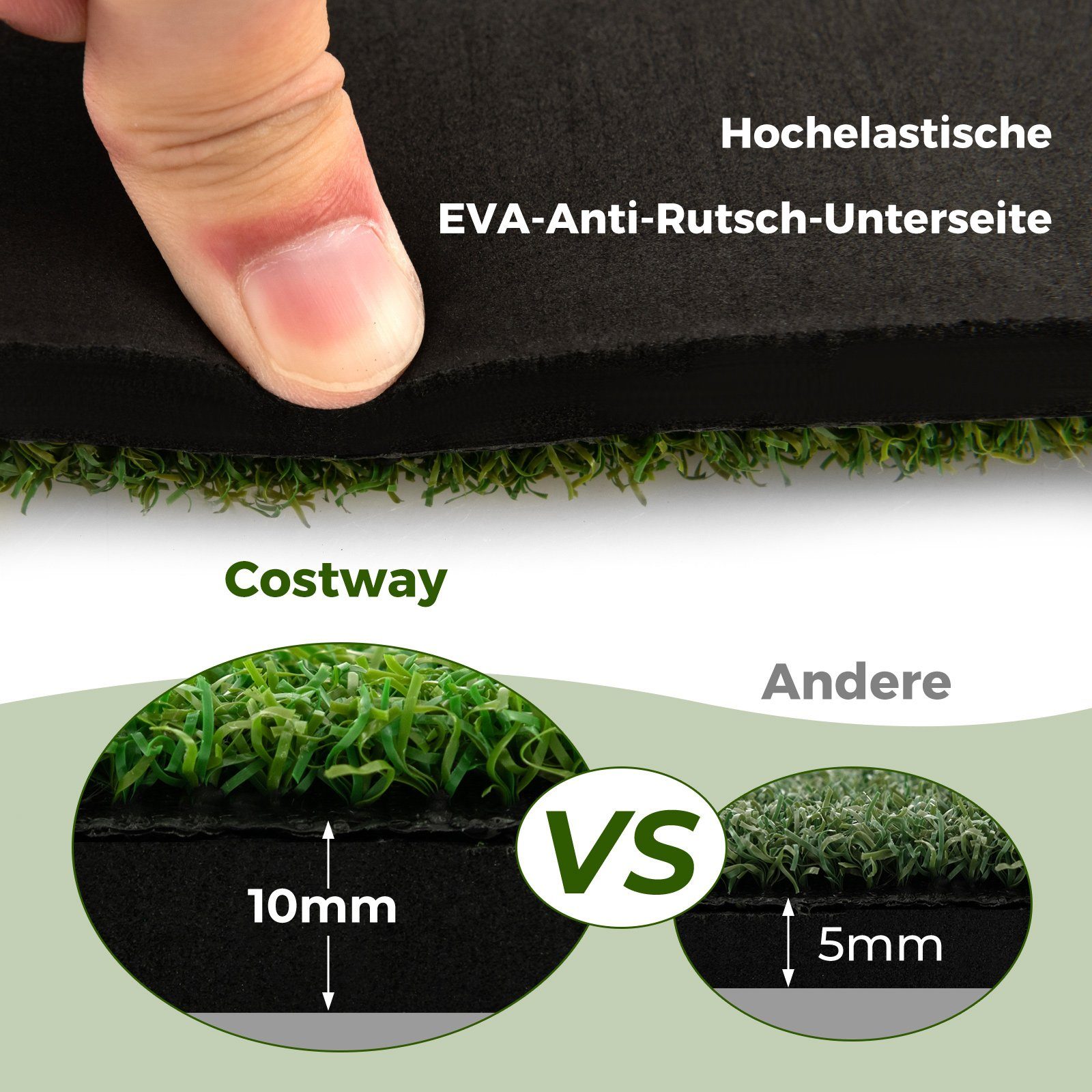 COSTWAY Golf-Abschlagmatte Übungsmatte, mit 2 Golf-Tees