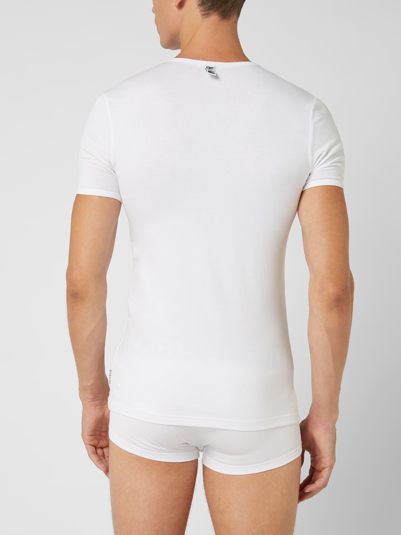 T-Shirt mit Stretch-Anteil im 2er-Pack in weiß