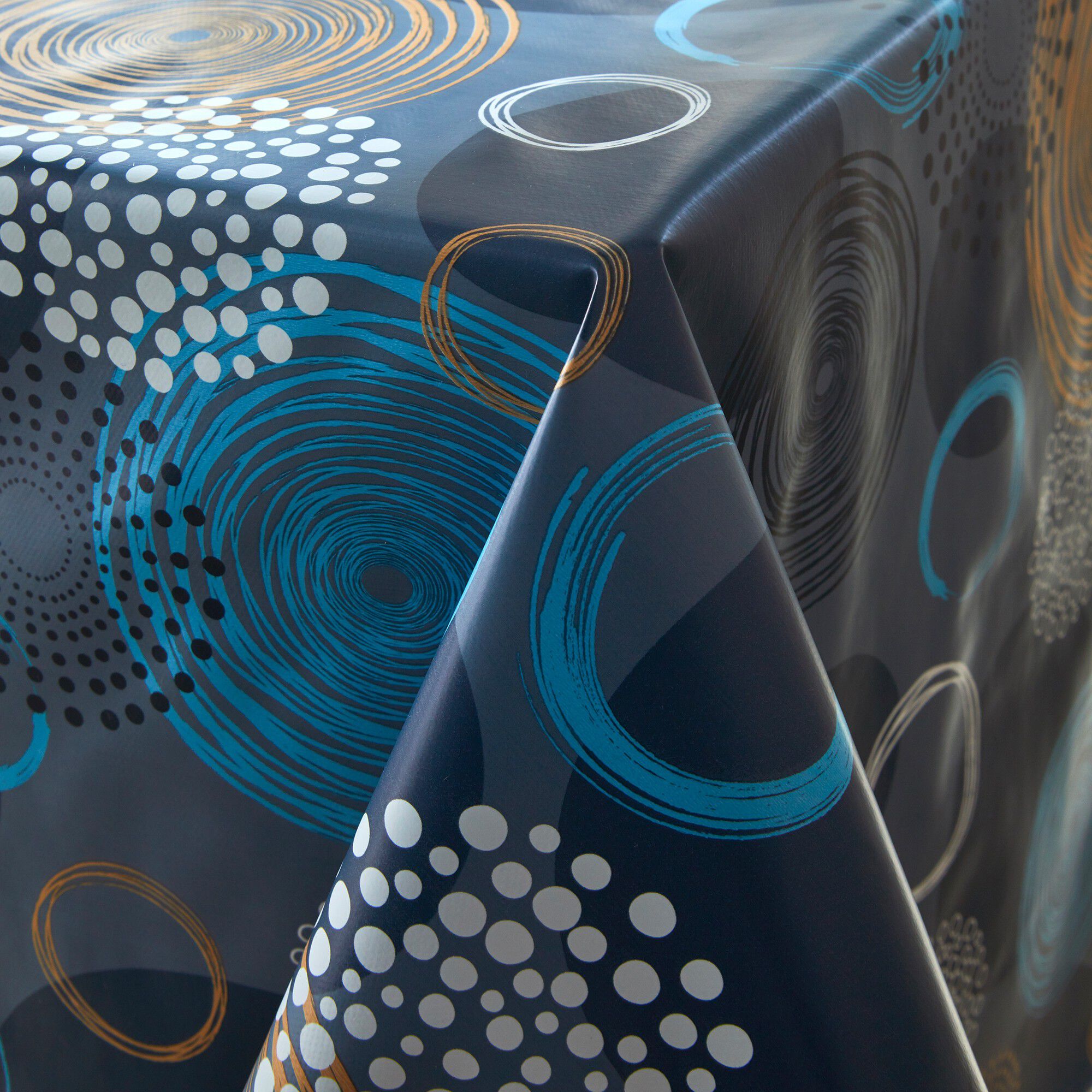 Nappe toile cirée imprimé cercles graphiques