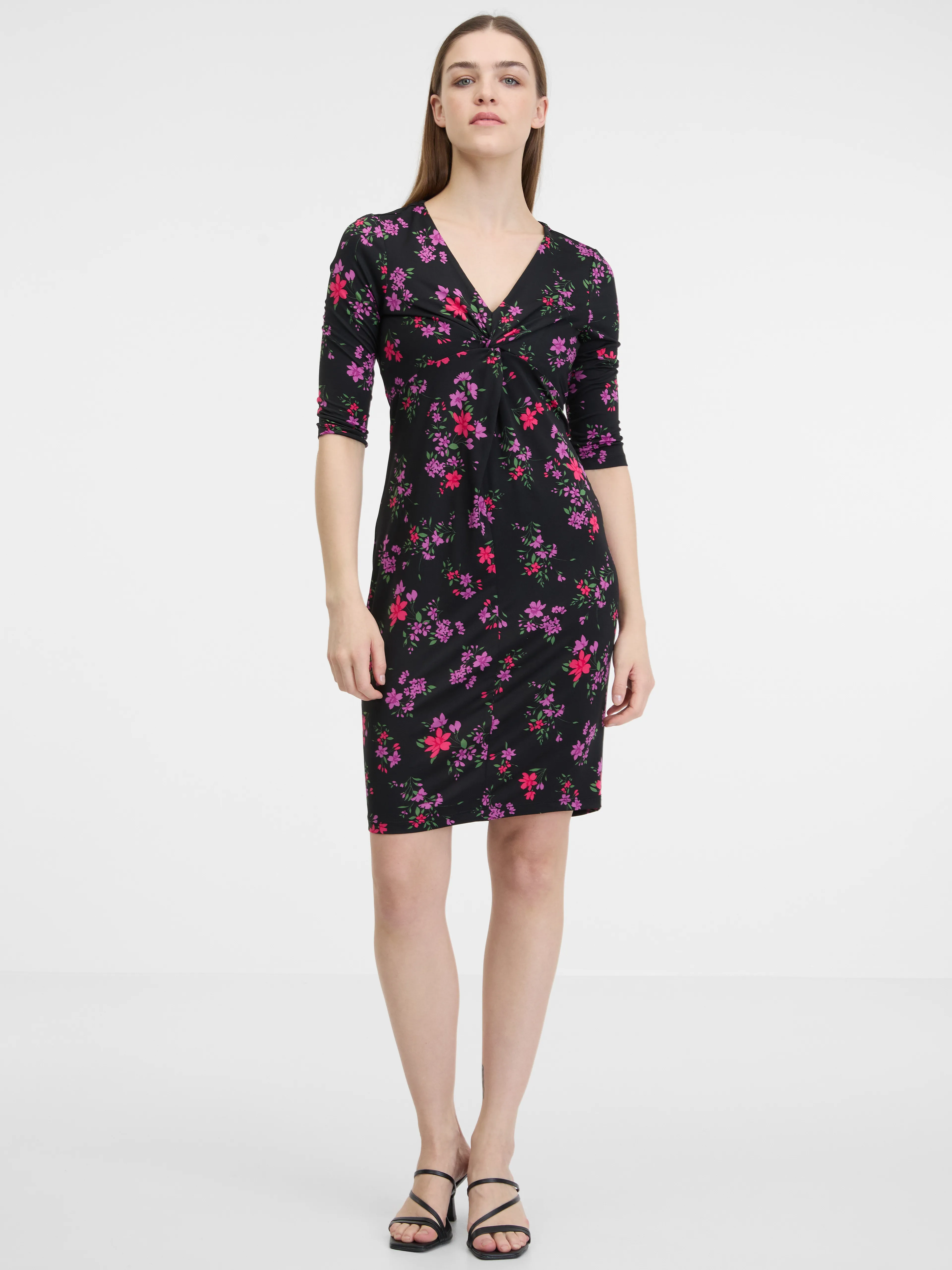 Schwarzes Damen-Blumenkleid ORSAY