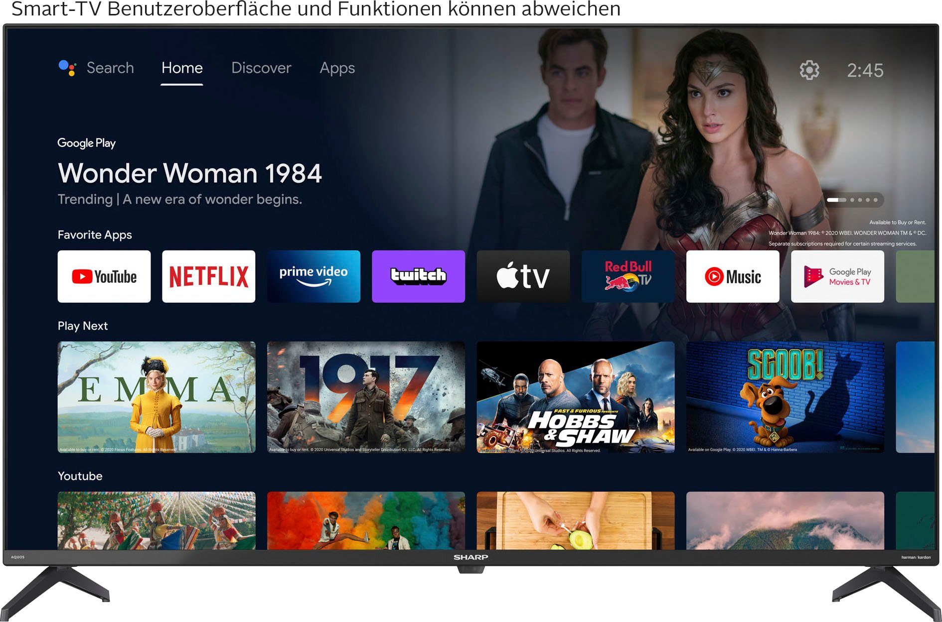 Sharp 4T-C43FNx LED-Fernseher (108 cm/43 Zoll, 4K Ultra HD, Android TV, Smart-TV)