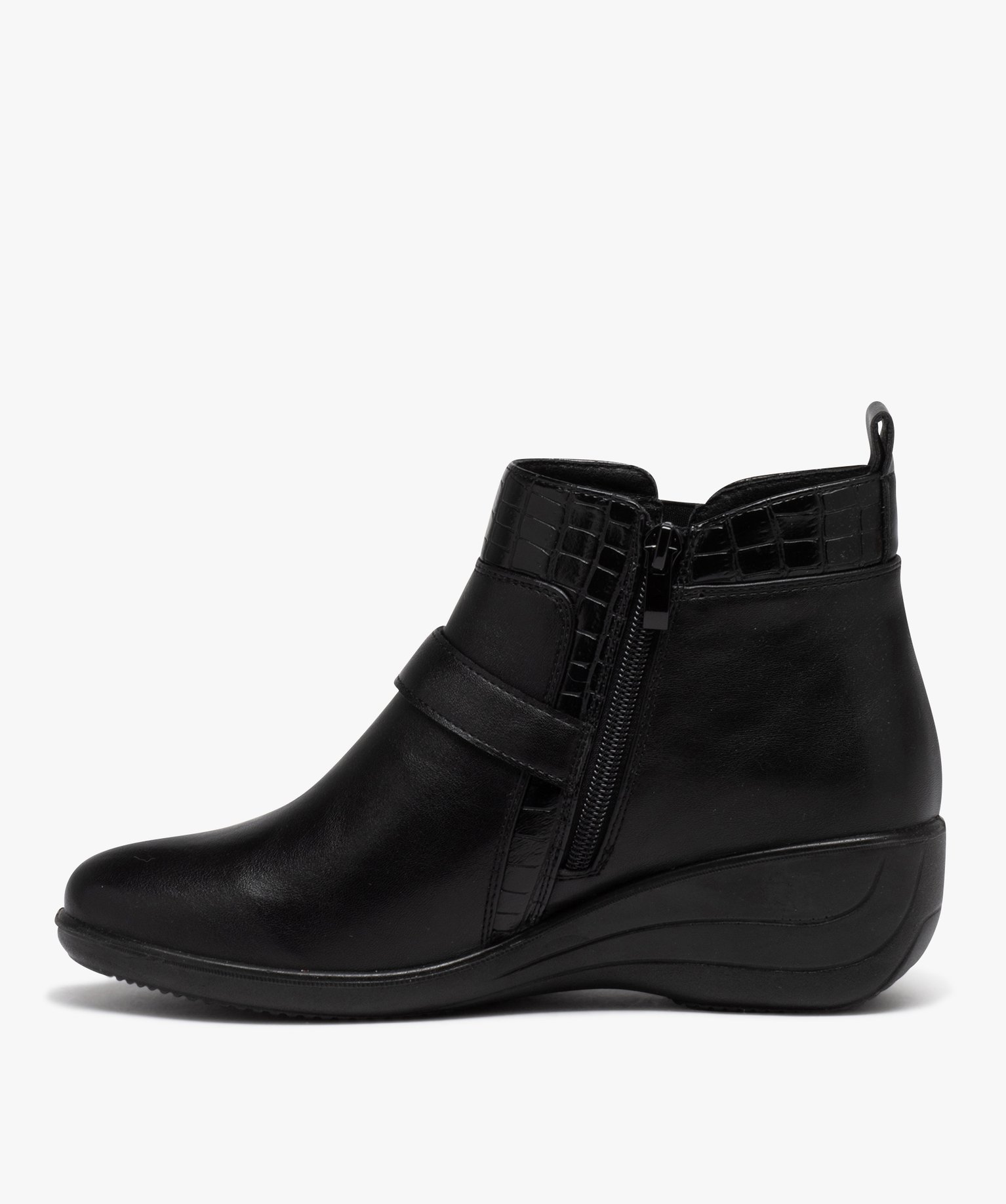 Boots confort avec bride à boucle femme noir | GEMO