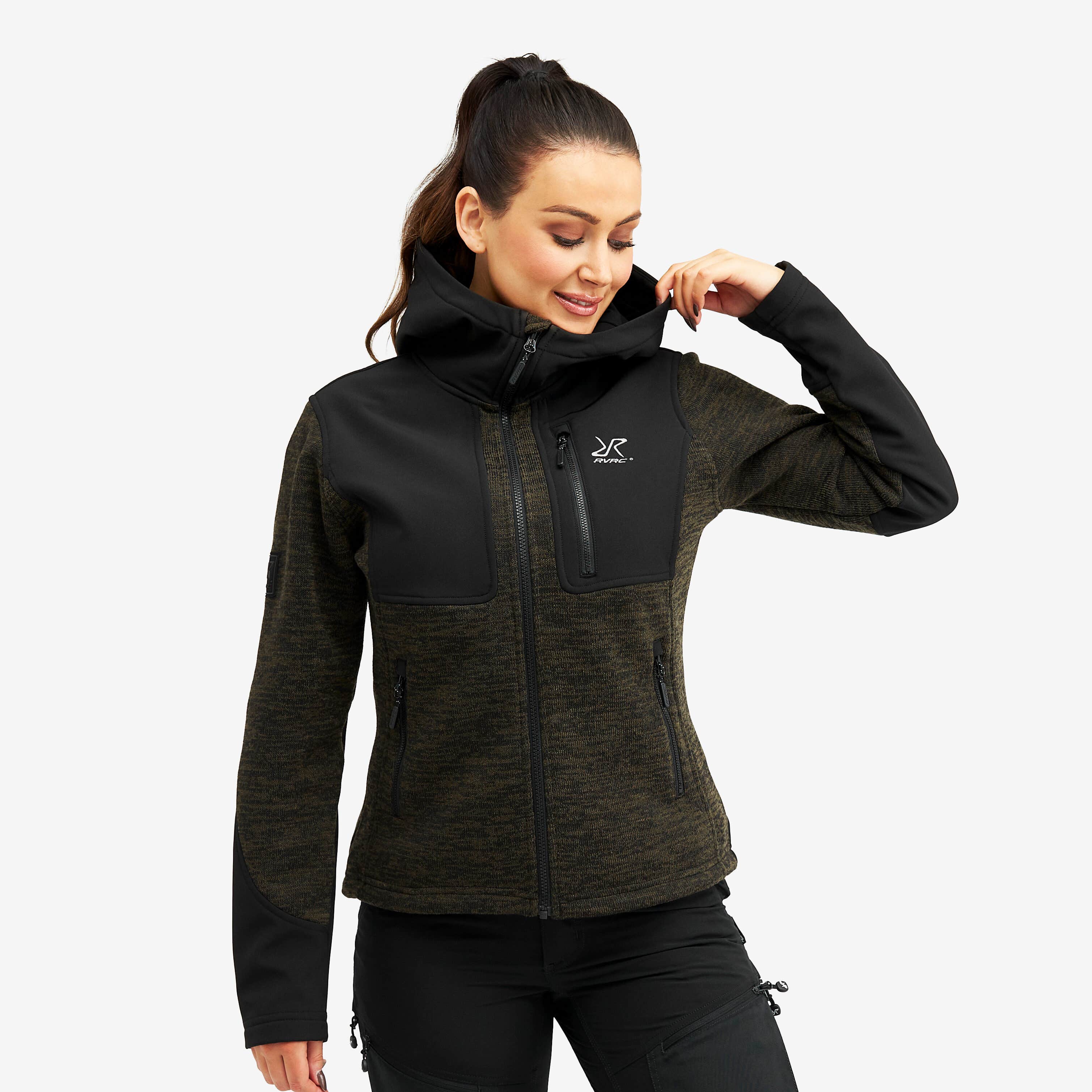 Wander Pro Wool Hoodie Femme Dark Olive