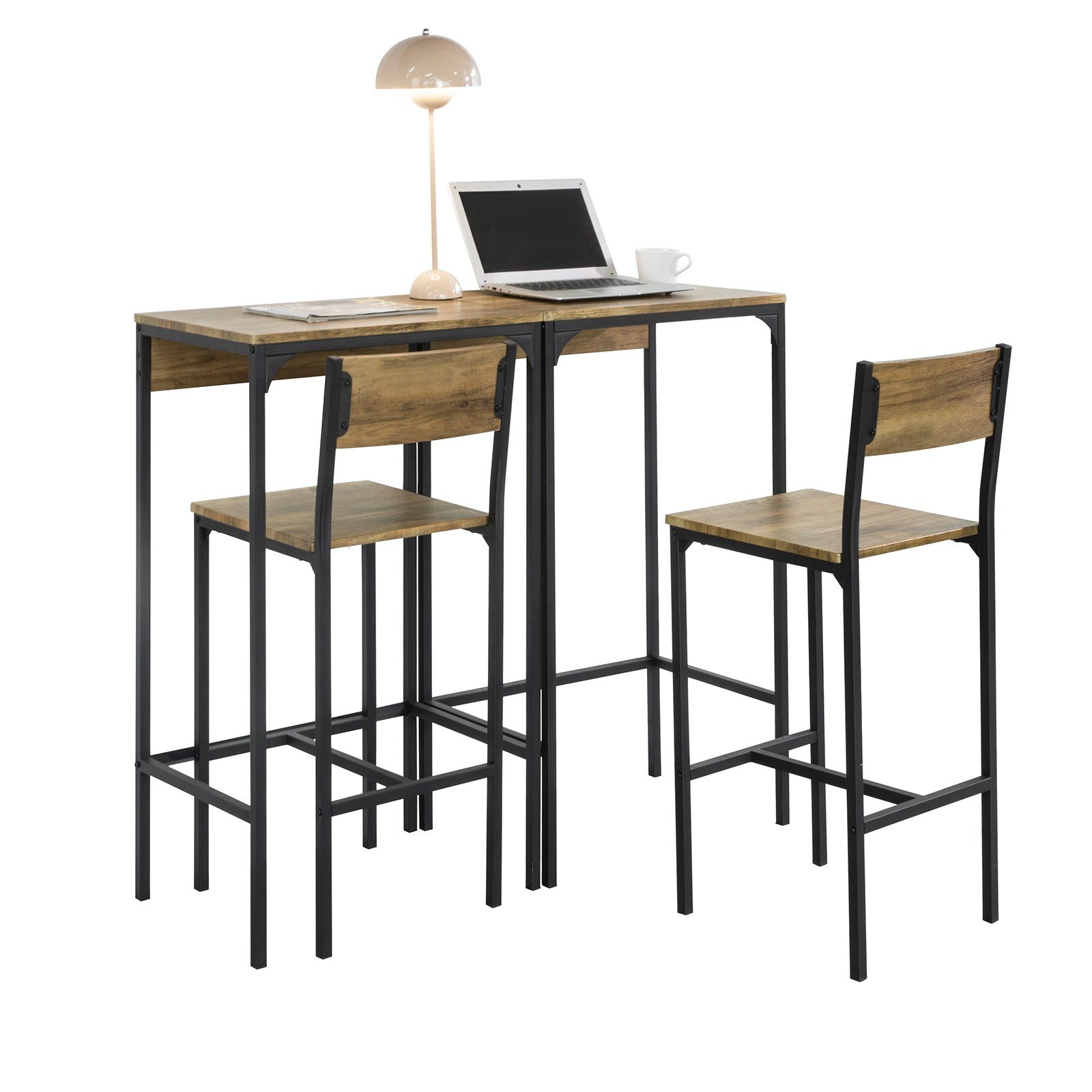 SoBuy Bartisch OGT42, 4-teilig Bartisch mit Stühlen Esstisch Bistrotisch Küchentisch