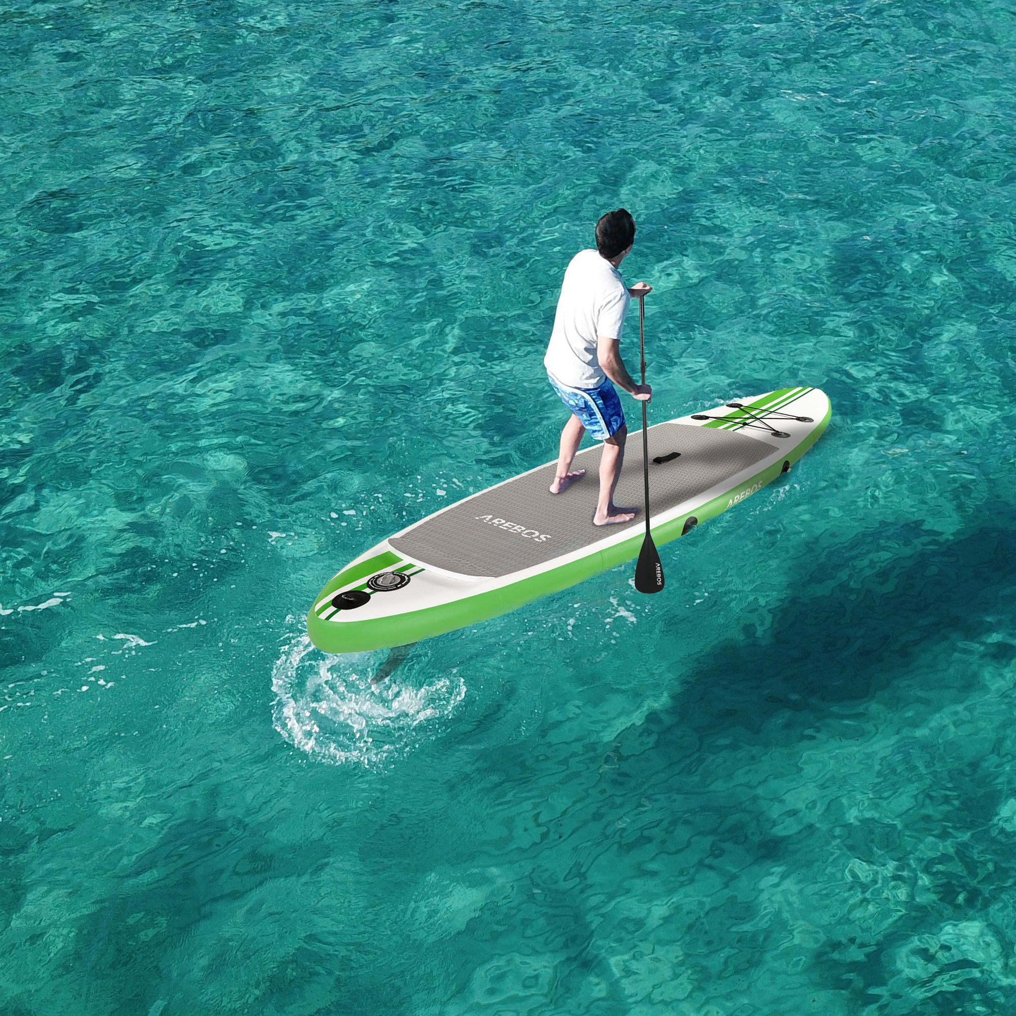 Arebos 2-in-1 Doppelpaddel & Einzelpaddel, SUP Hilfspaddel SUP-Paddel, (Set), Schwimmfähig, stabilem Kunststoff, gebogene Klingen, 156-215 cm