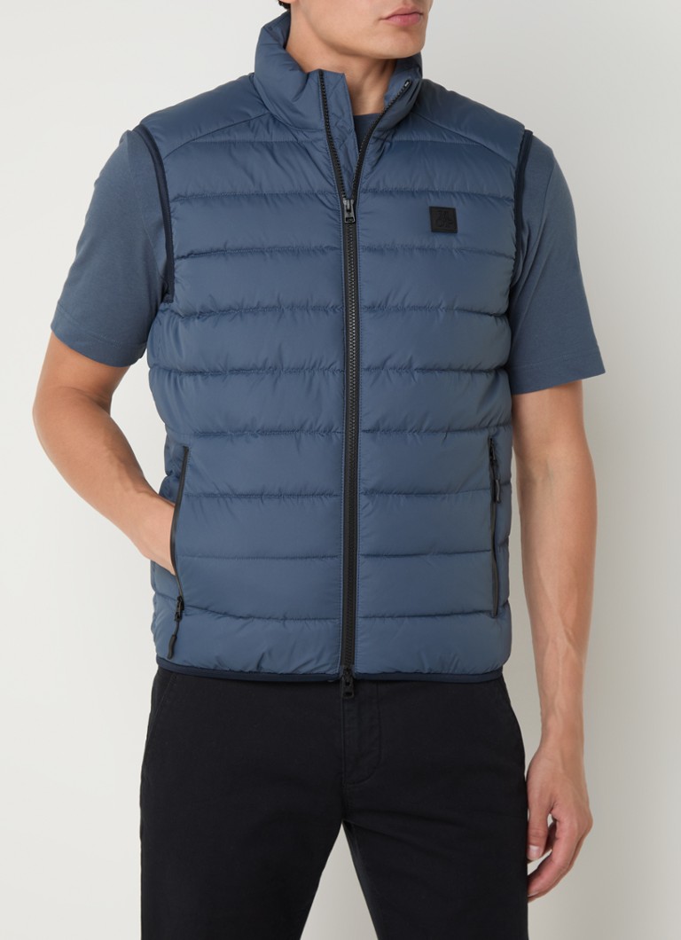 Marc O'Polo prešívaná vesta s logom a vreckami na zips