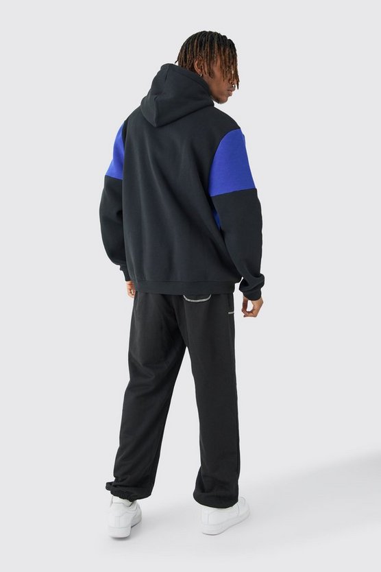 Tall schwarzer Colorblock Man Roman Hoodie