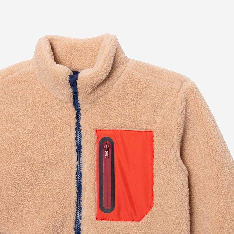 Veste enfant sherpa poche zippée beige mixte