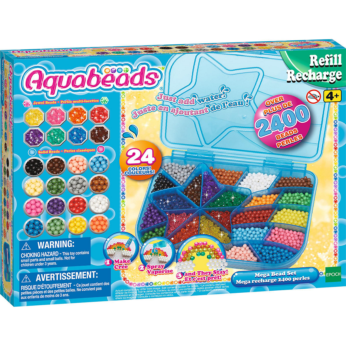 Aquabeads Maxi Nachfüllbox, 2.400 Perlen in 24 Farben